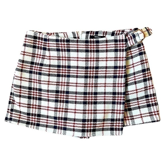 𝅺FOREVER 21 Chic & Classy Academia Tweed Mini Skort Skirt Shorts Size 26 Small - Picture 4 of 10